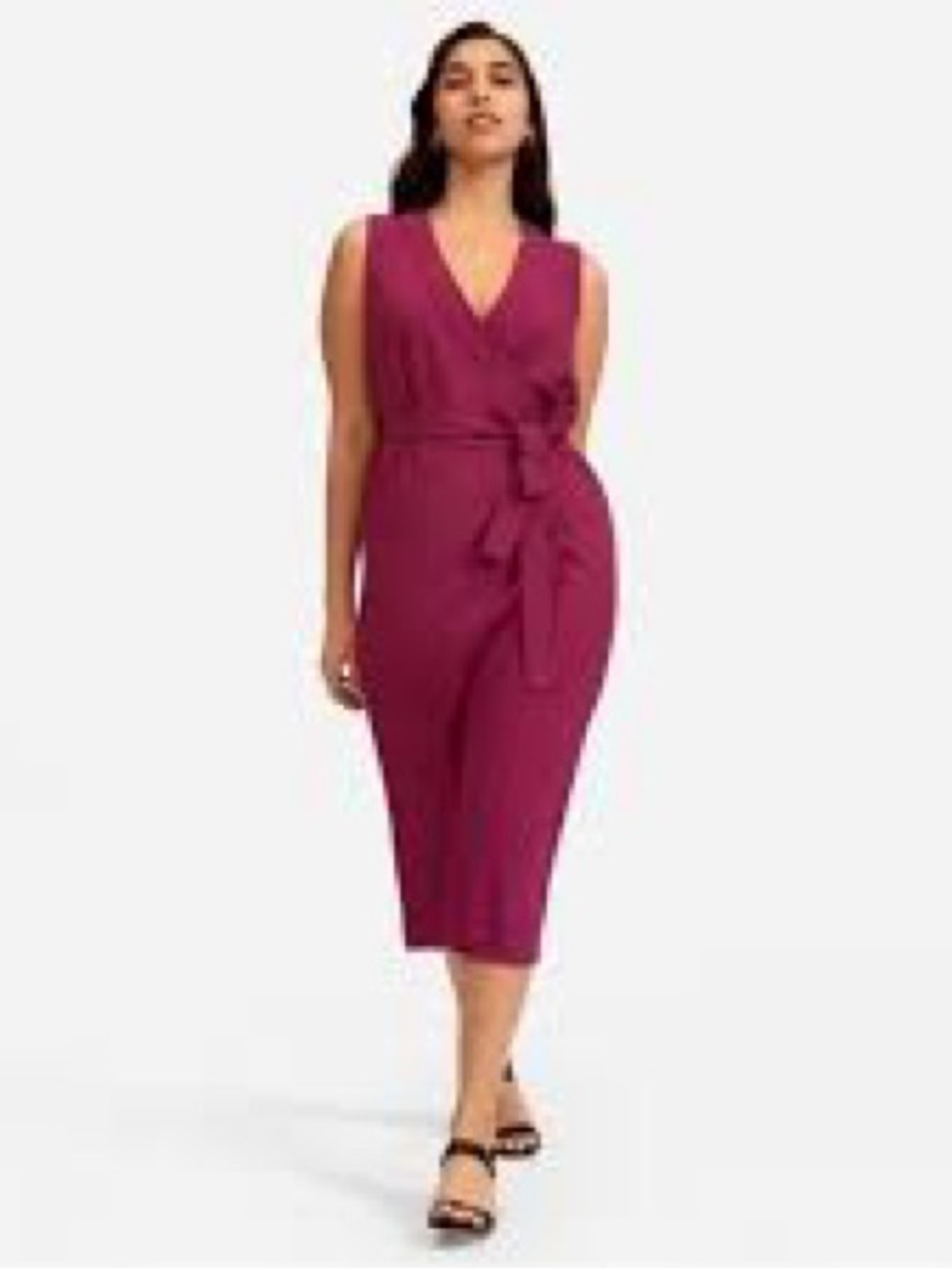 Everlane Japanese GoWeave Wrap Dress Sleeveless Midi Berry Plum